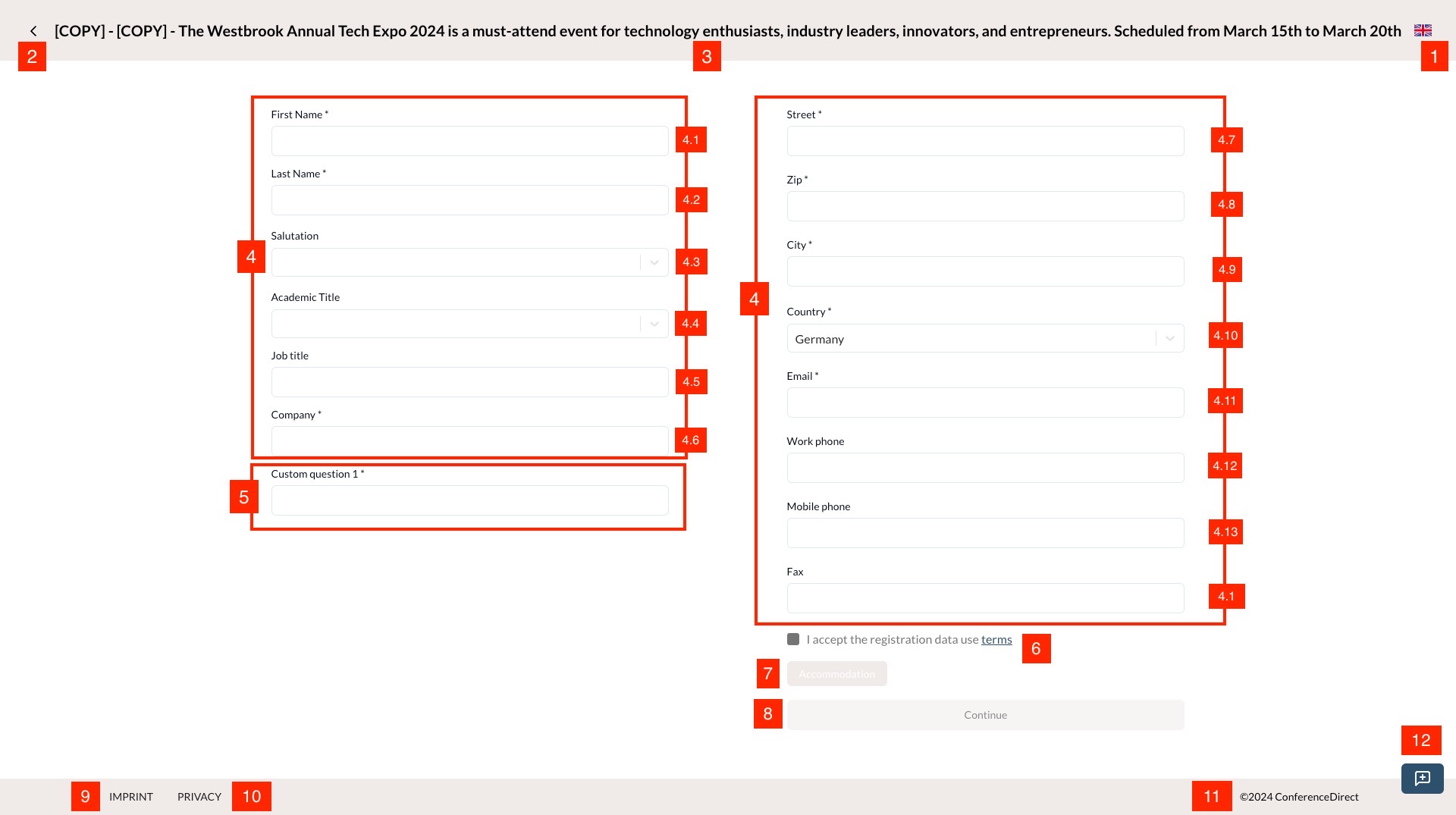 Register Event Form Step 1