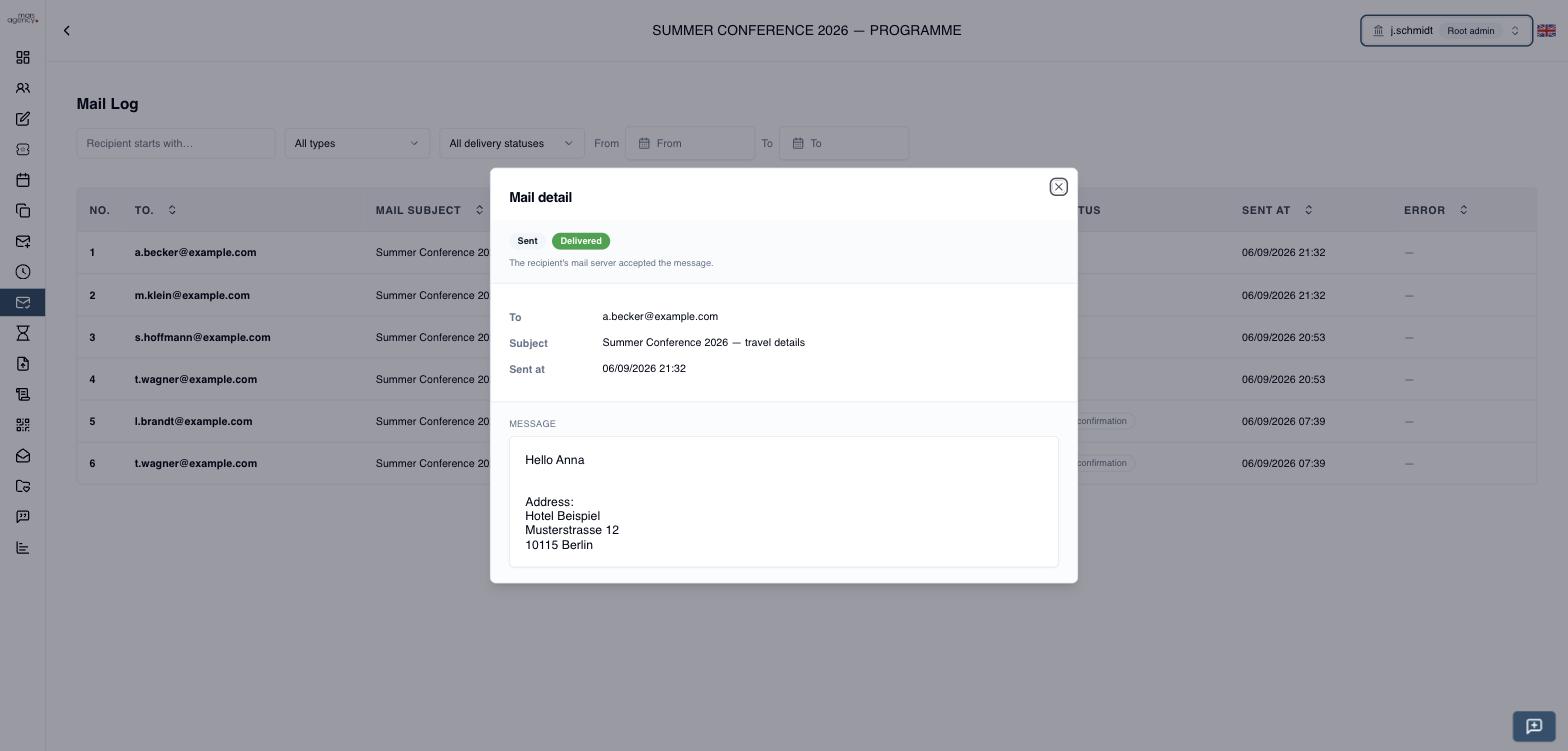 Détail de l'e-mail